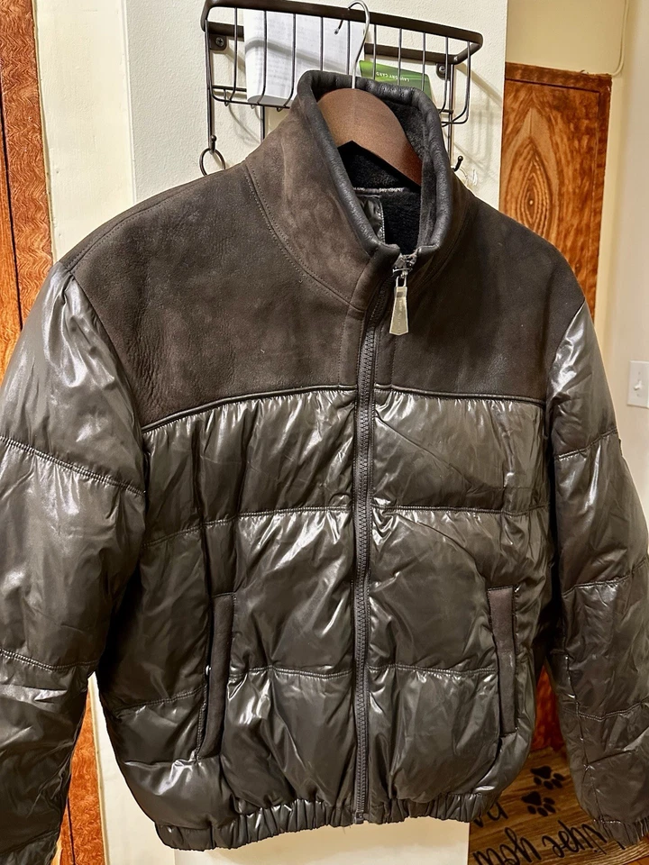 Men's  Sheepskin Coat Jacket/ Trussardi/ Italian Brown/ S-M - Image 3 of 4