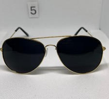 Gold Aviator Style Metal Eyeglasses Black Lens Look