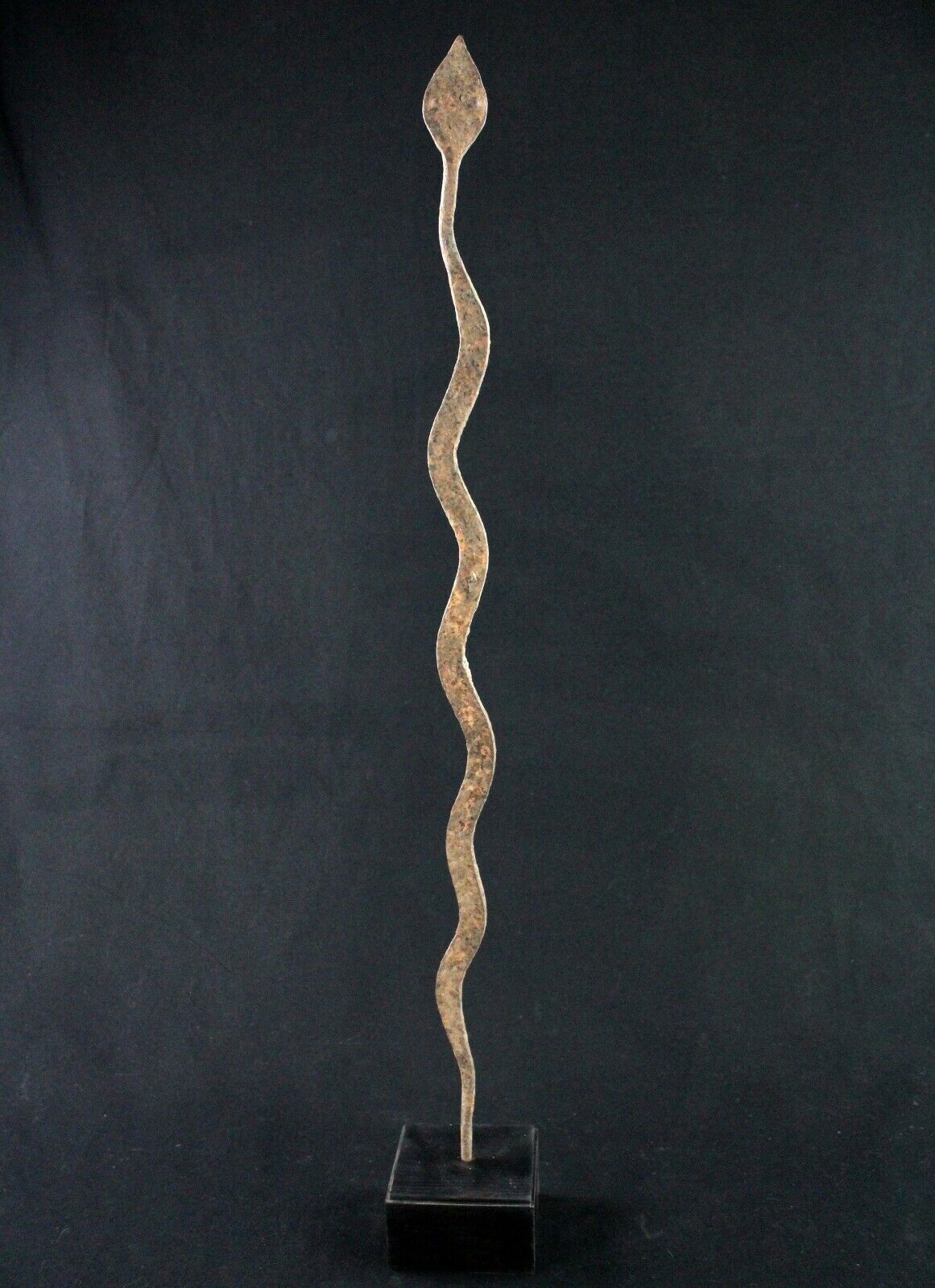 Art African - Antique Iron Ritual Snake Lobi On Base - Iron Snake - 73 CMS
