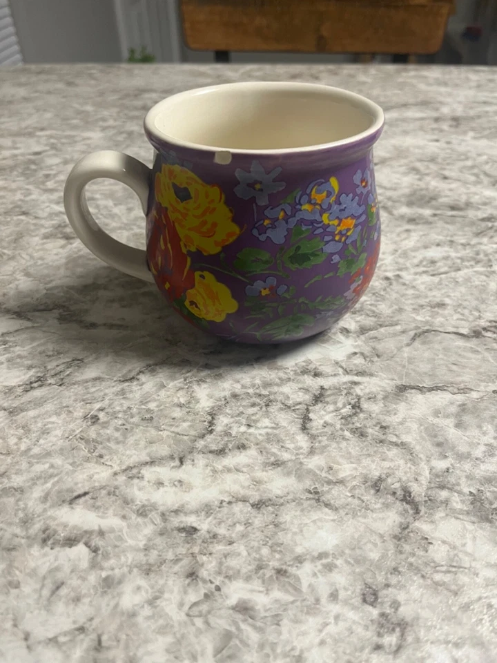 The Pioneer Woman Purple floral Pot Belly Garden Meadow Flower Mug RARE - Image 2 of 4