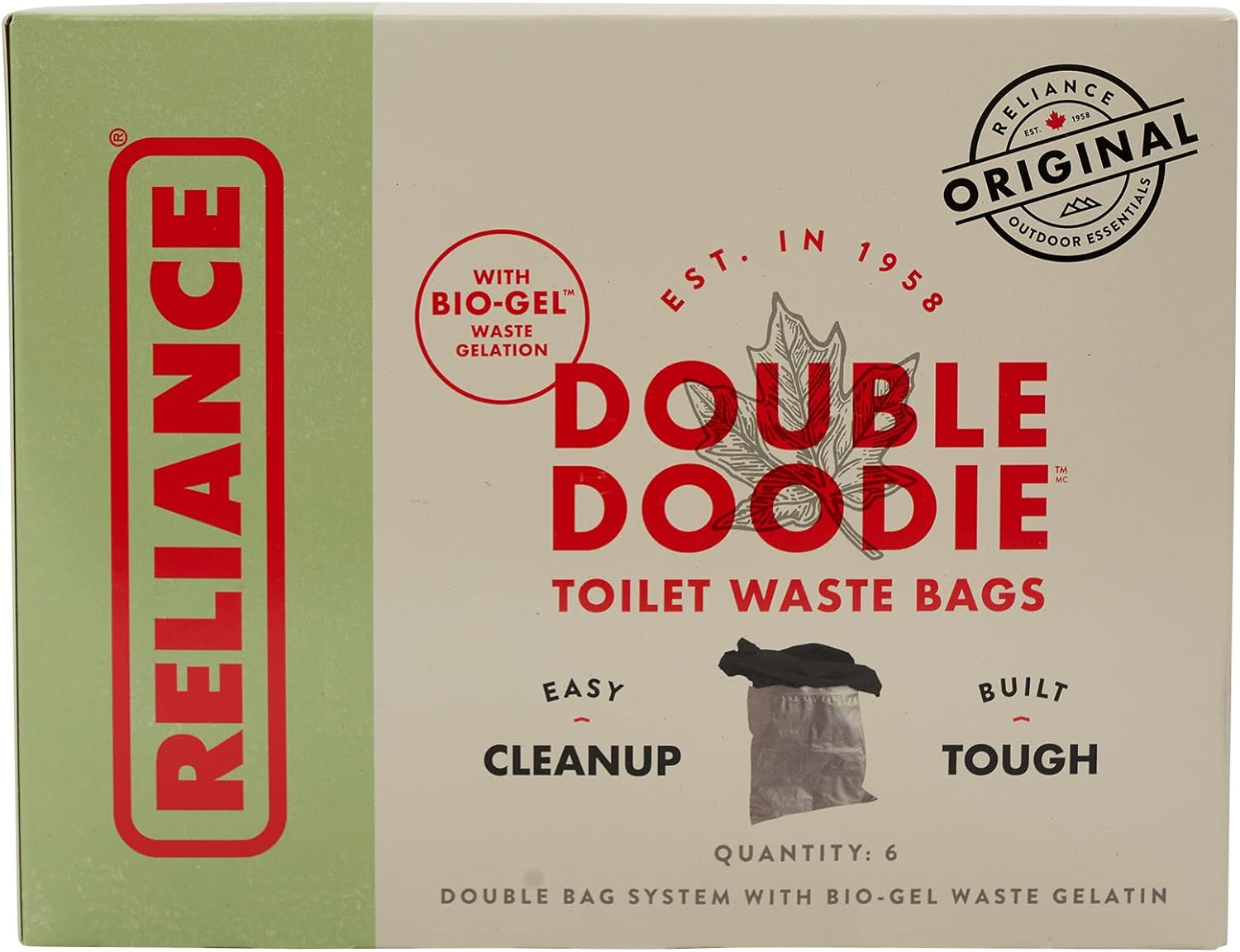 Reliance Products Sacchetti Rifiuti Igienici Double Doodie Con Bio-Gel – Confezione Da 6, Marroni, A Tenuta Stagna