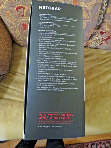 NETGEAR C7800 NIGHTHAWK X4S AC3200 WIFI CABLE MODEM ROUTER OPEN BOX - COMPLETE - Afbeelding 10 van 13