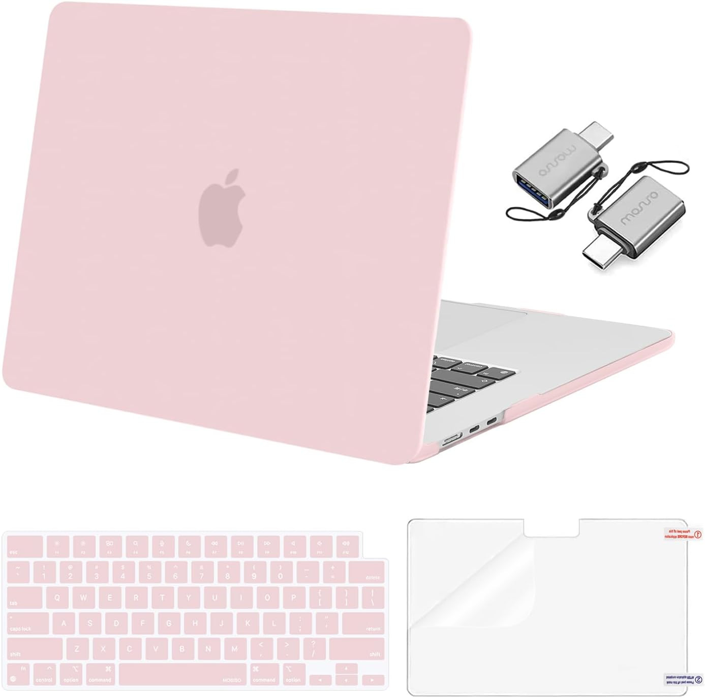 Case for MacBook Pro/Air with Keyboard Cover+Screen Protector+2xType C USB Adapt