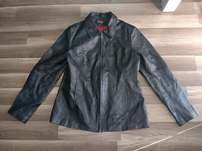 Excelled collection women's SZ Large black 100% leather full zip  Jacket