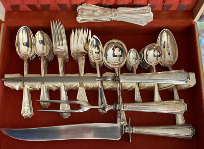 antique 1910 Durgin Gorham Fairfax Engraved 114 pc sterling silver