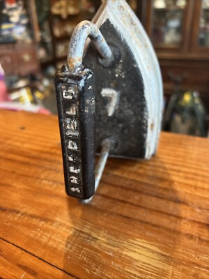 Vintage Sheffield #7 Cast Flat Iron Sad Iron, Farmhouse Decor, Door Stop