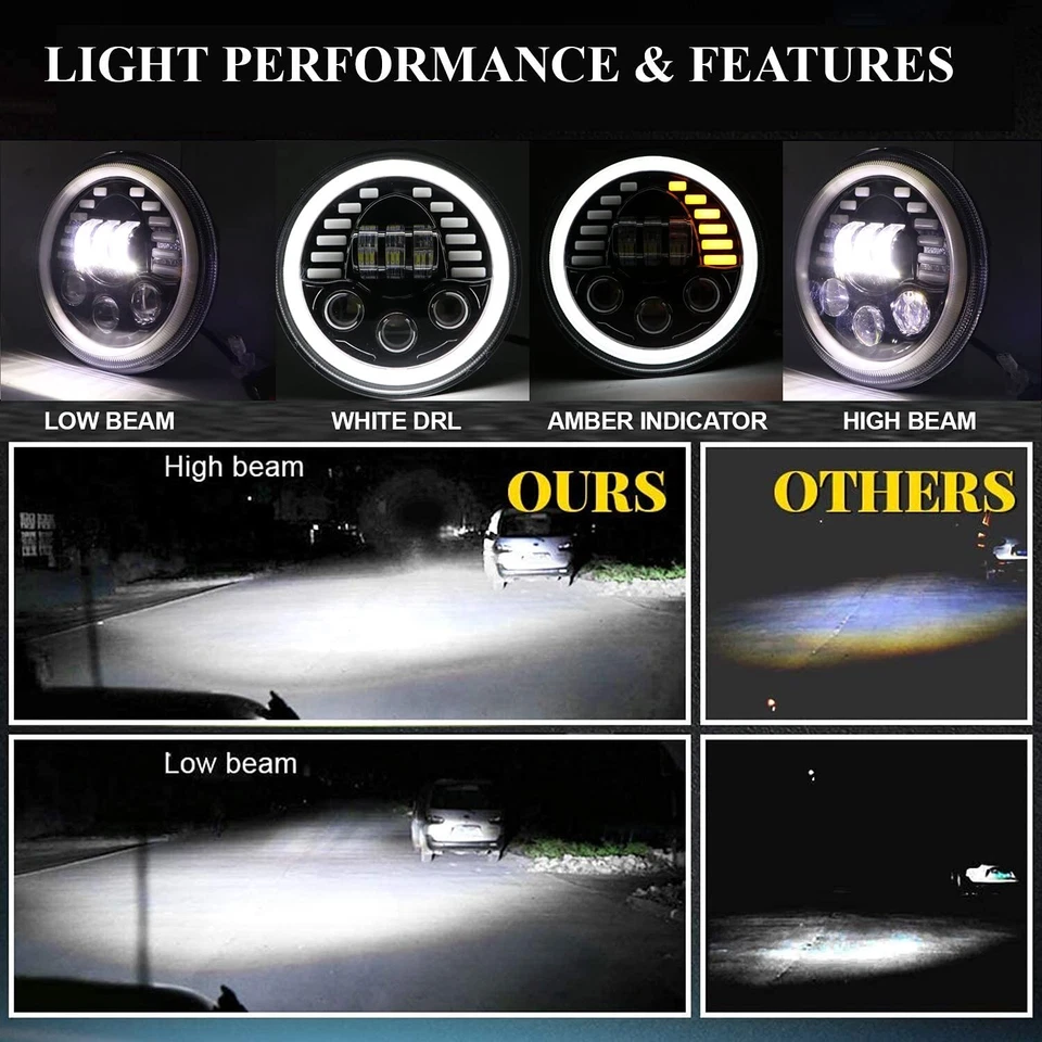 Par de faros LED halo redondos de 7" pulgadas para Ford Deluxe 1939-1951 Foto 2 de 4