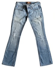 Frankie B distressed light blue wash low rise...