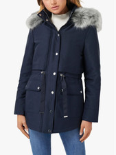 Bnwt John Lewis Forever New Arianna Parka Jacket, Navy Blue Size: 10 Rrp£159