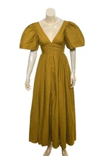 Rhode Resort Margot Puff-Sleeve Poplin Midi Dress S 4 Women's Casual NEW 40279