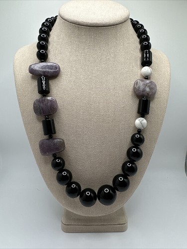 Beautiful Jay King DTR Sterling Silver 925 Black Onyx Purple Stone necklace - Picture 7 of 9