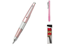 Pentel Sharp Kerry Pink Metal Pencil Kit 0.5mm Lead Clic Eraser Office Gift