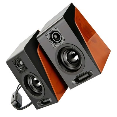 Computer Speaker Noise Cancelling Subwoofer USB 2.0 Channel Wood Texture Desktop