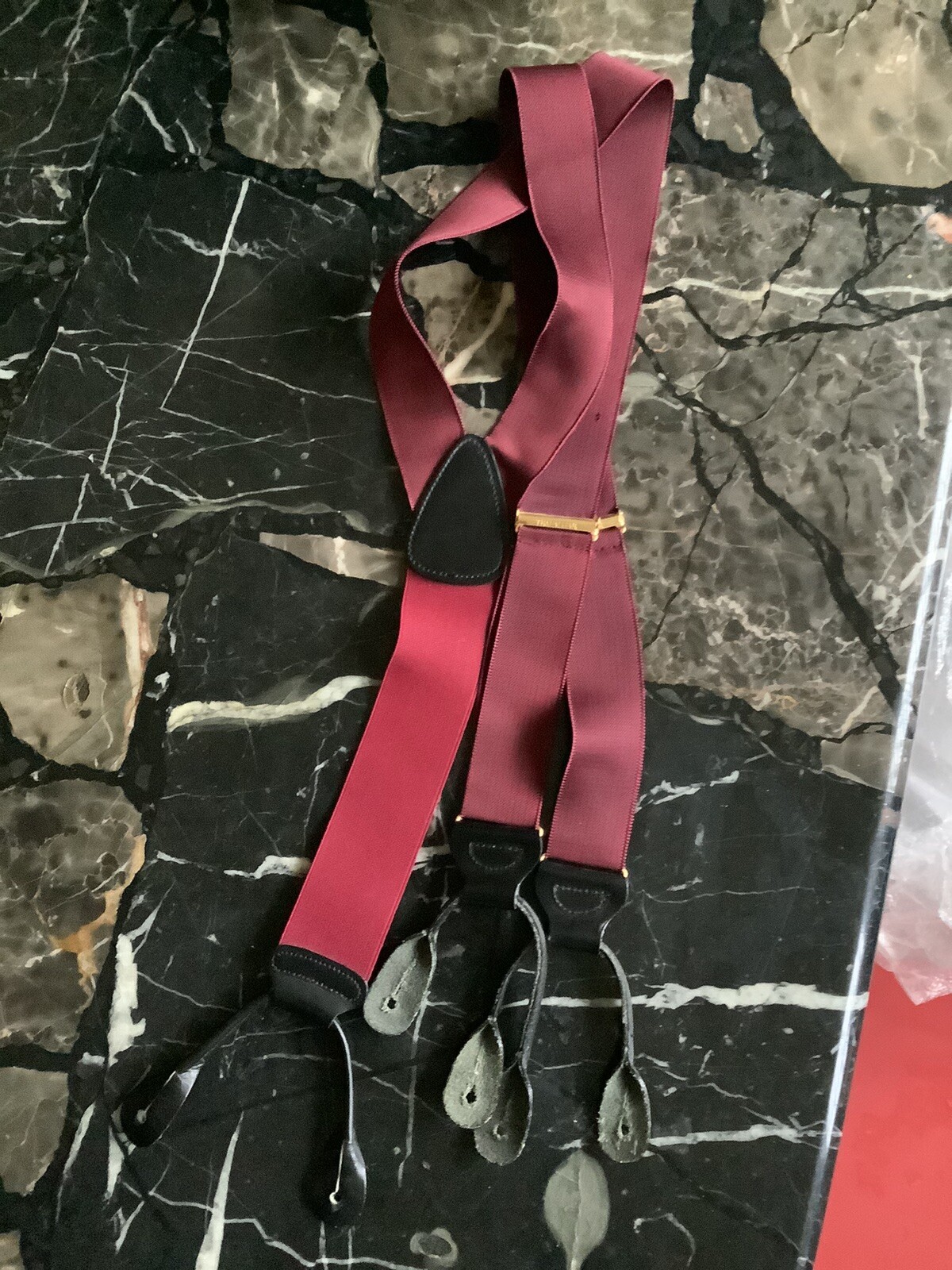 Trafalgar Solid Burgundy Silk Adjustable Gold Har… - image 2