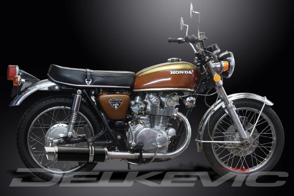 Kit de silenciador de escape de carbono redondo 14" Honda CB450 K3-K7 1970-1974 - Imagem 4 de 4