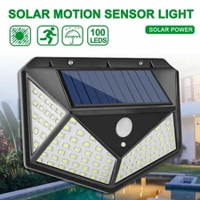 100 LED Solar Power PIR Motion Sensor Light Outdoor Garden Path Waterproof Lamp