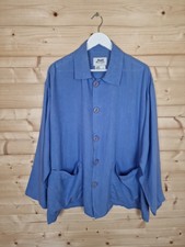 Flax Linen Jacket Size Small Blue Relaxed Fit Pockets Long Sleeves Lagenlook