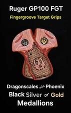 Ruger GP100 FGT Fingergroove Target Grips Dragonscales Phoenix • Opt Top Section