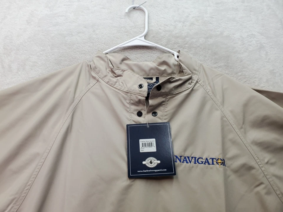 Camisa corta Charles River Apparel para hombre grande bronceada con cuello de navegador manga corta Foto 4 de 4