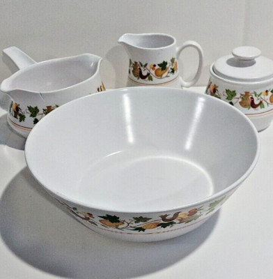 Noritake Progression ''Homecoming'' Serving Set -Bowl, Creamer & Sugar, Gravy Boat
