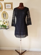 PRINCIPLES | UK 8 Petite | Black Lace 3/4 Sleeve Dress