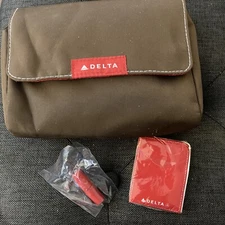Delta Airlines Toiletry Bag -Dark Brown Business Class DL Air Lines Amenity Kit