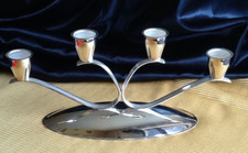 filigraner 4-armiger versilberter Kerzenständer Tischleuchter Vintage Design