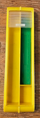 Vintage Roll Top Pencil Case Hasbro USA Yellow Slide with Green Ruler Rare HTF
