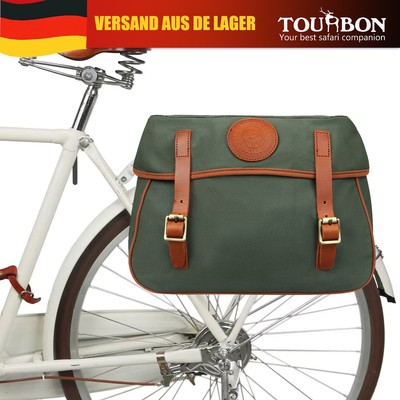 TOURBON Fahrrad Doppelpacktaschen Hinten Trunk Bag Wasserdichtes Segeltuch Grün
