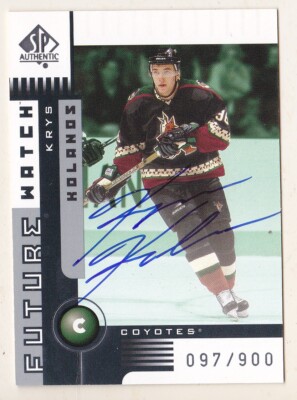 01-02 SP Authentic Krys Kolanos /900 Auto Rookie Future Watch Coyotes 2001