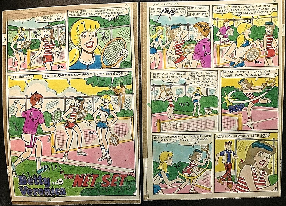  PEP COMICS  (ARCHIE) 1971 ISSUE # 259 ORIG. PROD. ART COLOR GUIDE ARCHIVE!!!!! Comic Art