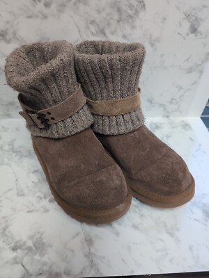 UGG Knit Fold-over Sheepskin Cambridge Boots In Chestnut Color