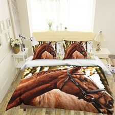 3D Tree Horse O465 Animal Bed Pillowcases Quilt Duvet Cover Set Queen King Fay