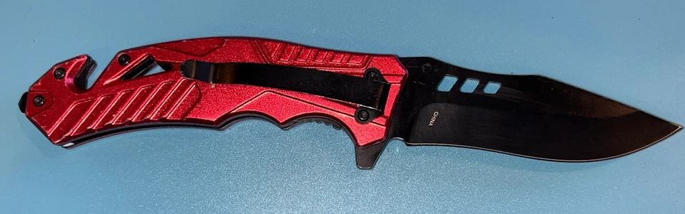 Многофункциональный складной нож пожарного с комбинированным лезвием и цельнометаллической ручкой - Изображение 2 из 4