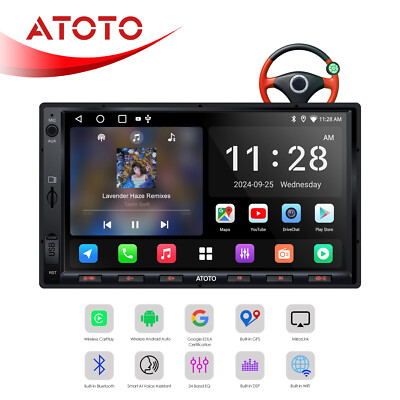 ATOTO Upgrade 7 inch 2 DIN Car Stereo Wireless Carplay Android Bluetooth Radio