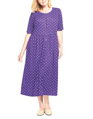 Woman Within Plus Size Plum Burst Button Front Empire Waist