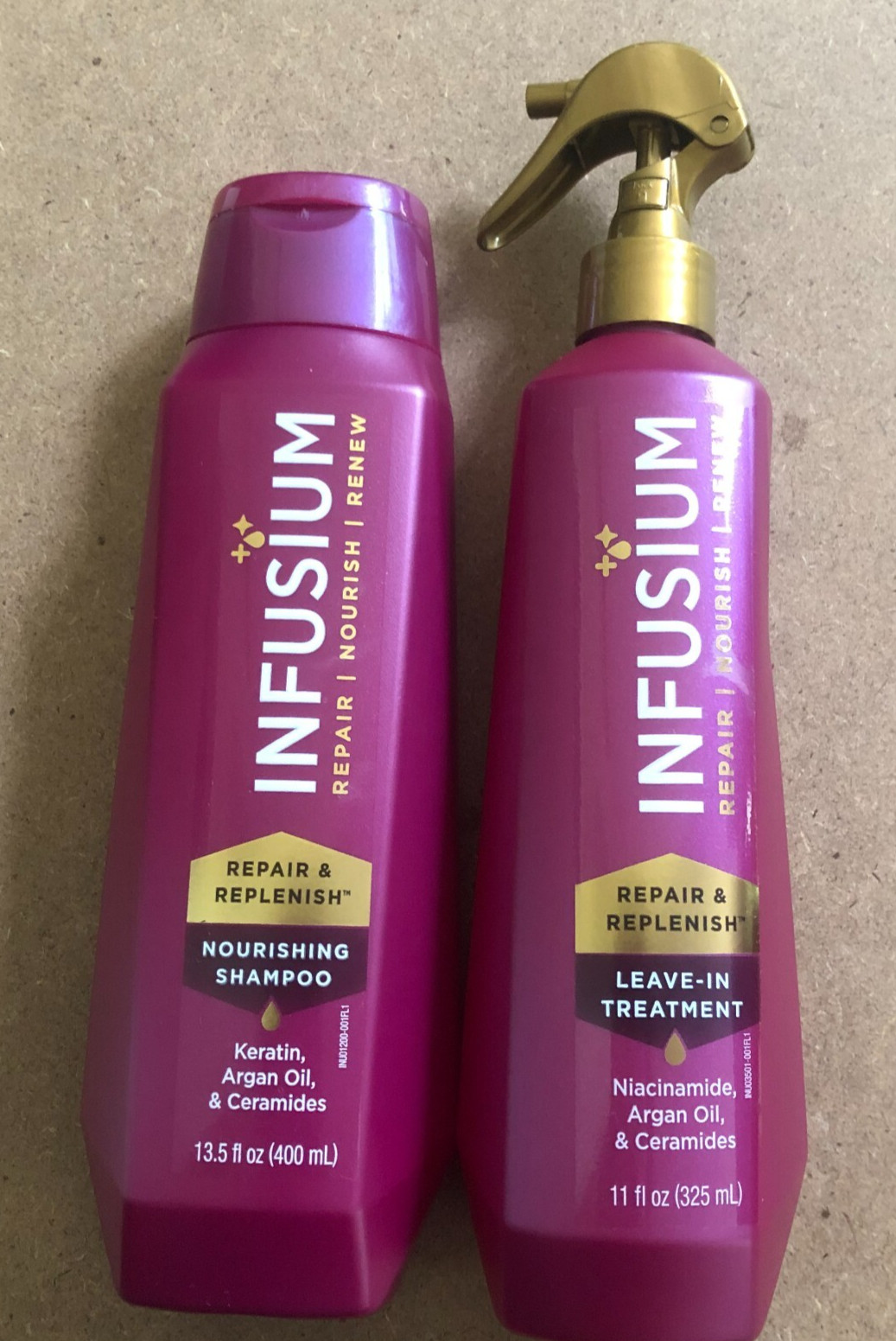 2 Infusium Moisturize Shampoo + Leave-In Treatment Conditioner Spray