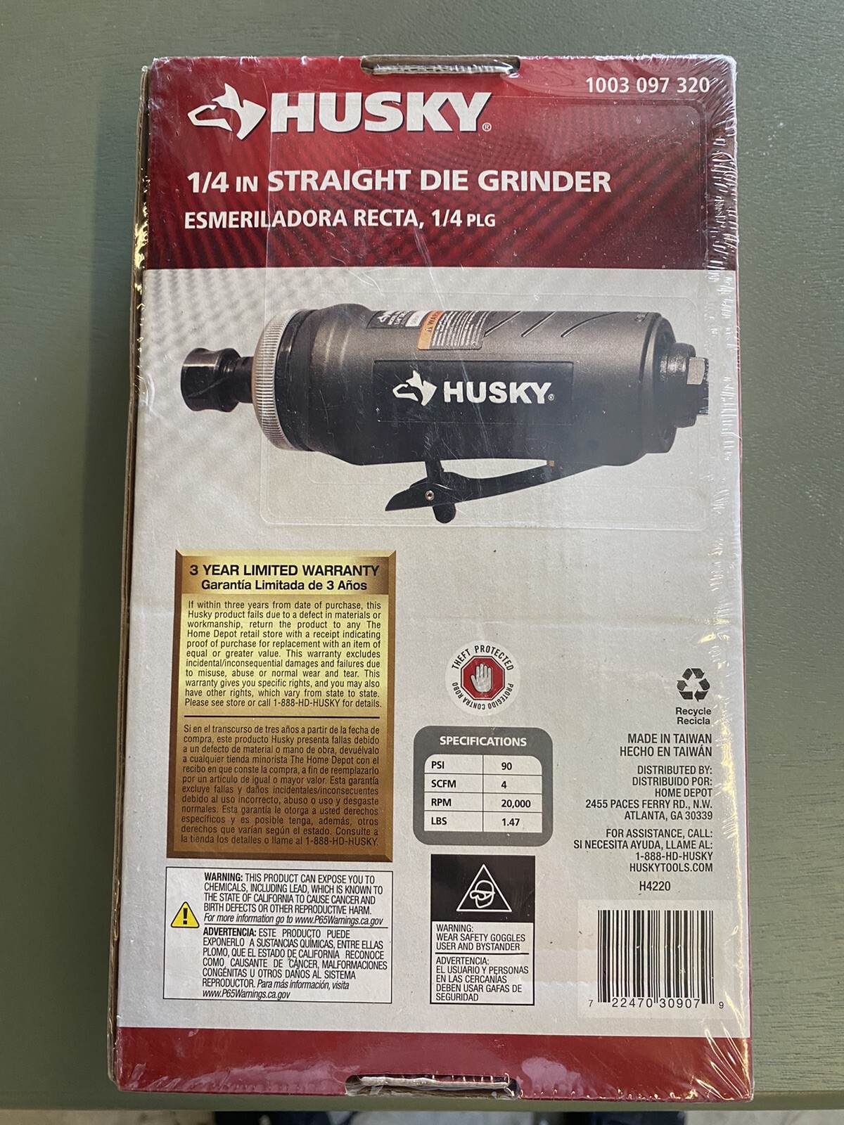 Husky 1/4 in. Straight Die Grinder