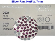 Swarovski Silver Ringed Flatback HotFix 34ss Amethyst 2029 S-Rim 7mm ss34