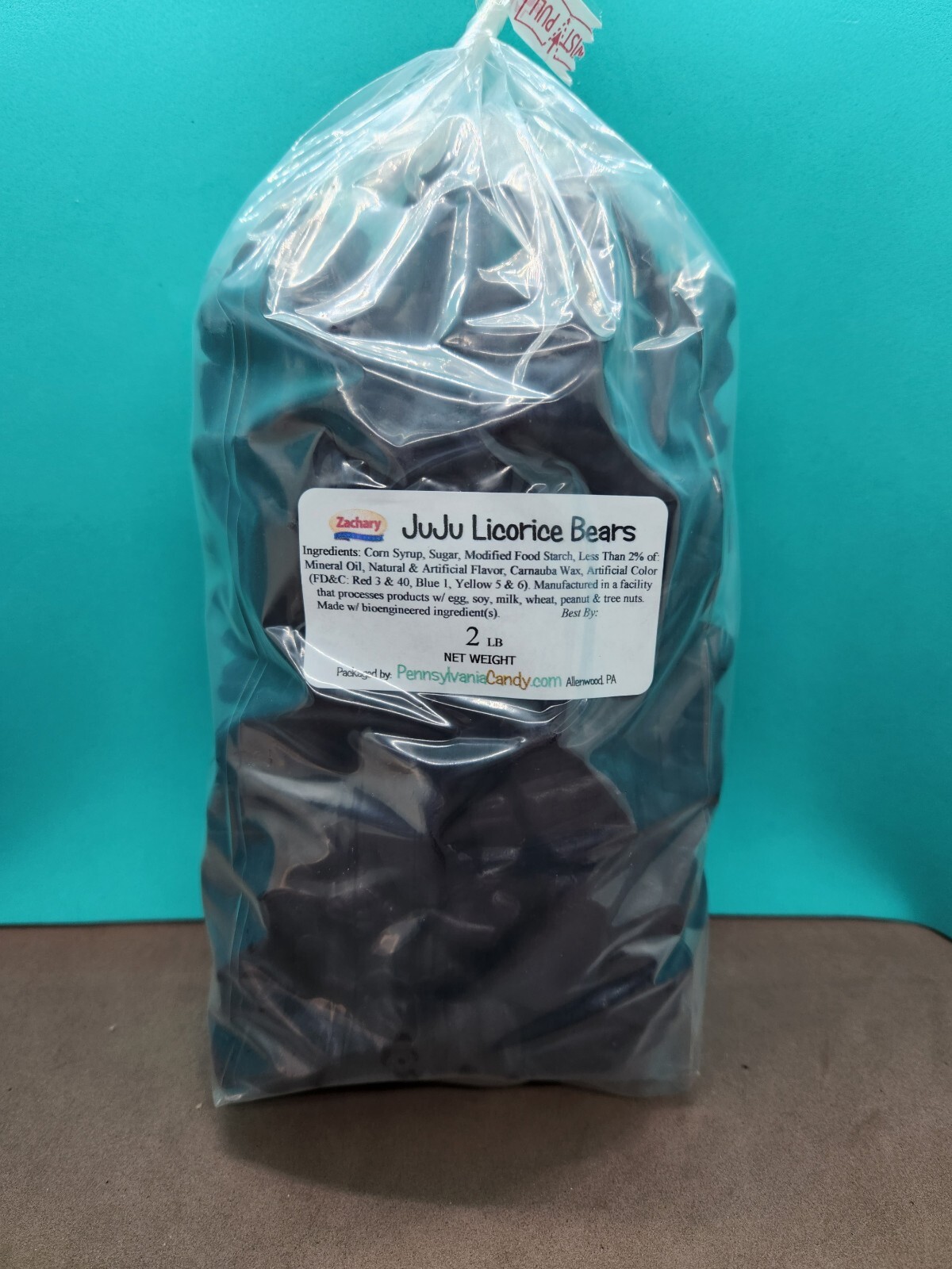 Zachary 2 lb BLACK LICORICE JUJU BEARS Anise Flavor Jelly Gummy Gummi