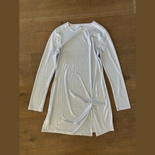 reformation SIZE S SMALL roxbury metallic silver long sleeve draped mini dress