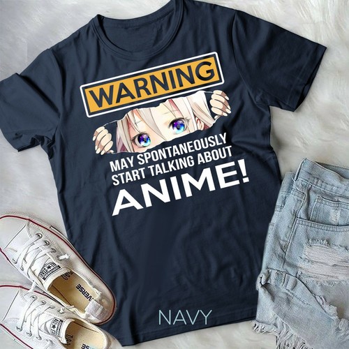 Warning May Spontaneously Talk About Anime Funny Manga Girl Unisex Form T-shirt - Picture 6 of 11