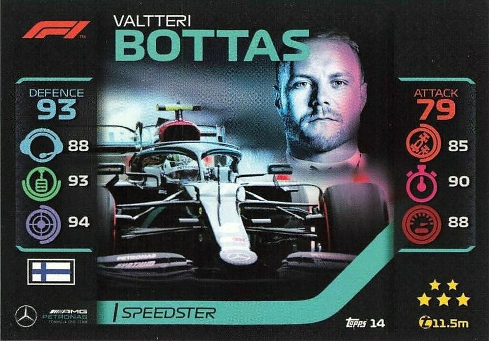 2020 Topps F1 Turbo Attax Valtteri Bottas #14 Rookie   - Image 3 of 4