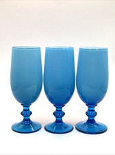 Blue White Cased Wine Flute Glasses Barware S...