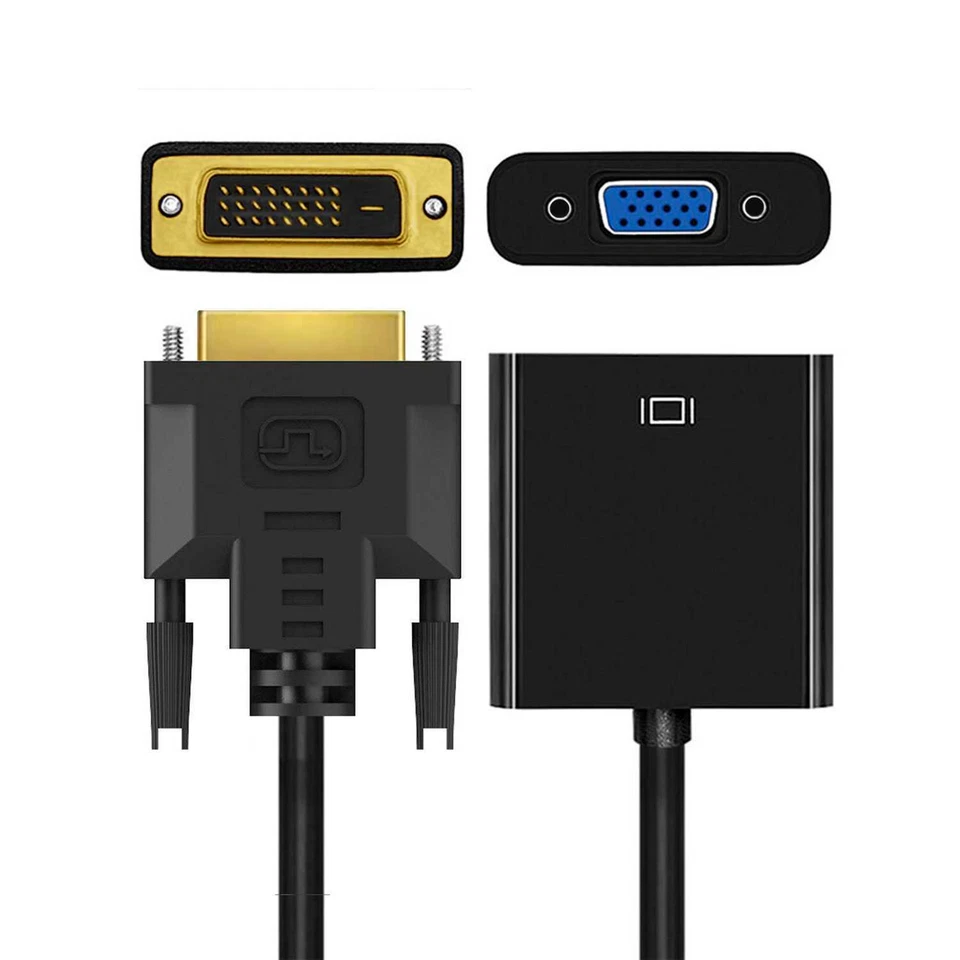 Cavo Adattatore DVI-D 24+1 Maschio Dual-Link a VGA Femmina Video Converter Nero - Immagine 4 di 4