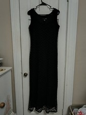 Madison Leigh Maxi Dress Womens S Black Net Lace Long Sun Dress E3
