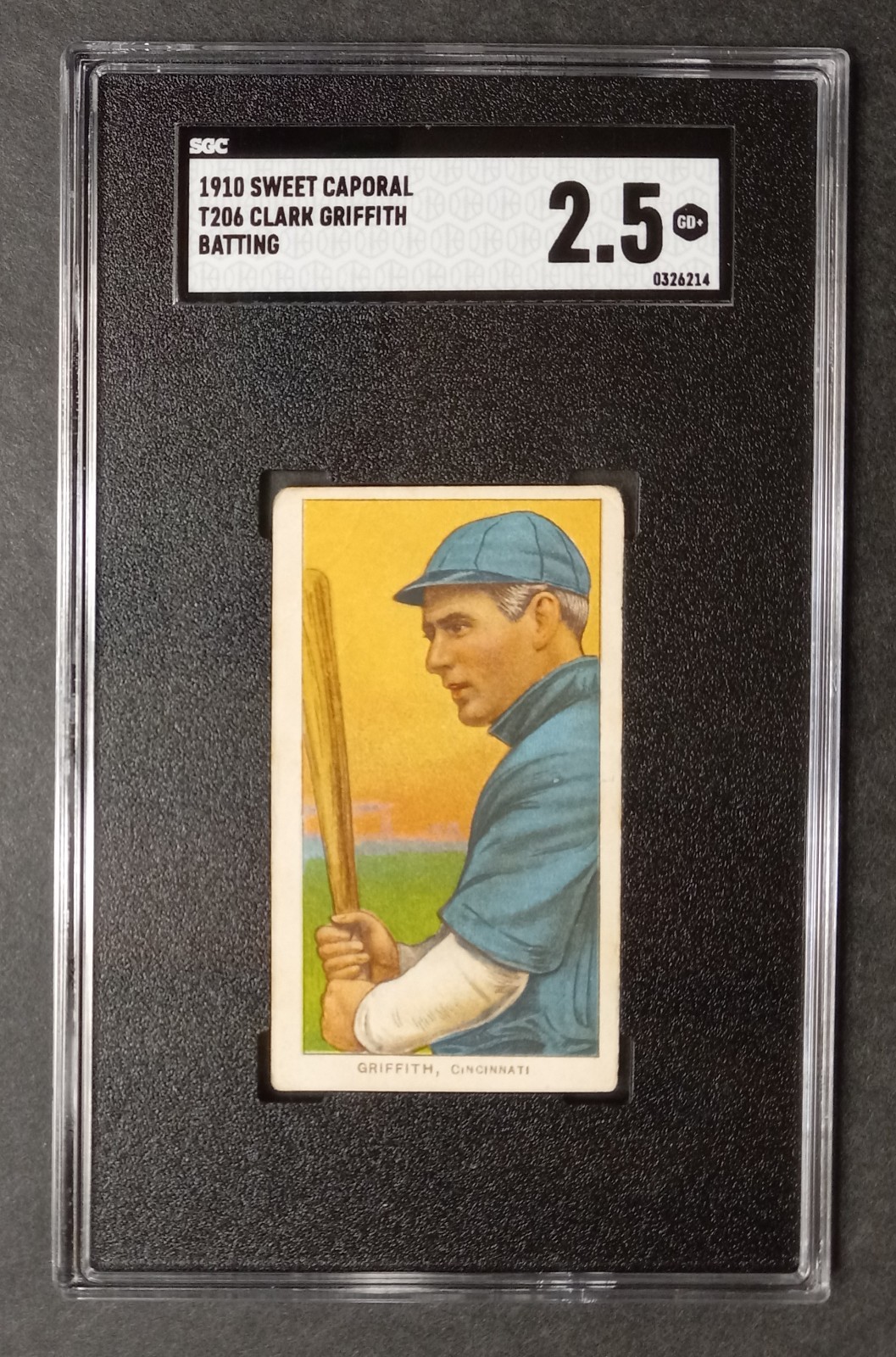 1909-11 T206 - Clark Griffith - HOF - Sweet Caporal 350/25 - SGC 2.5 GOOD+