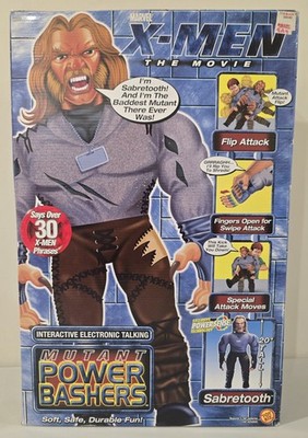 Vintage 2000 X-Men Sabretooth Power Basher 20'' Talking Pillow Bud Factory Sealed