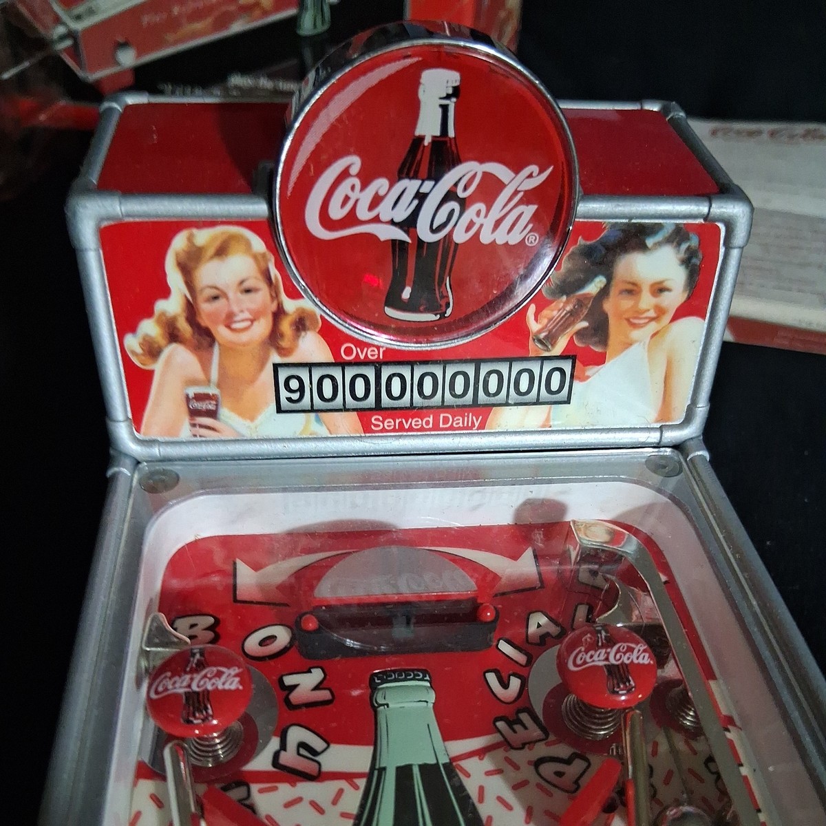 Coca-Cola 1998 Pinball Machine Musical Bank Vintage Works Great