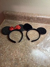 Disney Mickey & Minnie Mouse Ears Headband Set for a Couple Sequin Red Bow